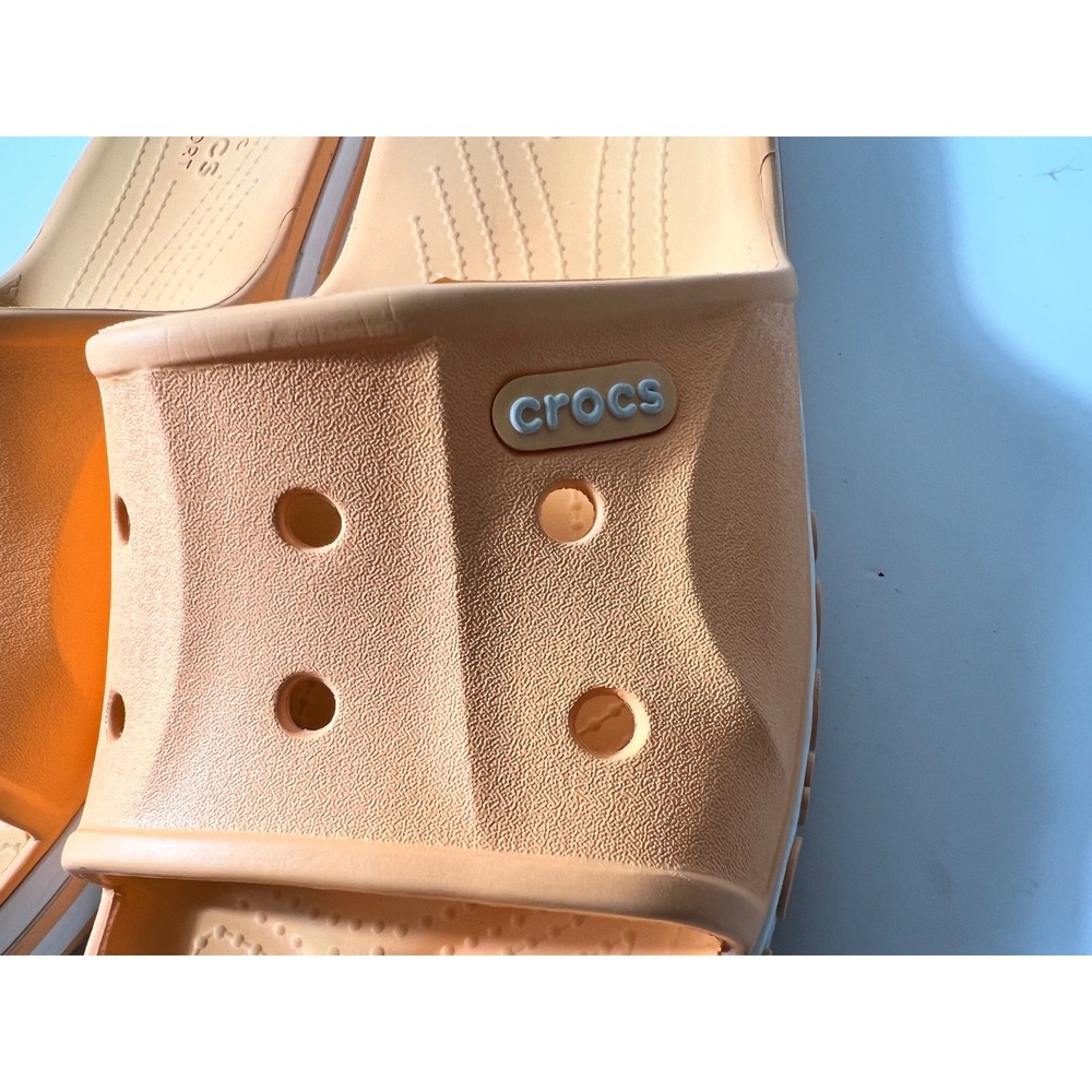 Crocs Women's 8 Men's 6 Orange Iconic Comfort Slip On Classic Sandals Logo - Picture 5 of 11